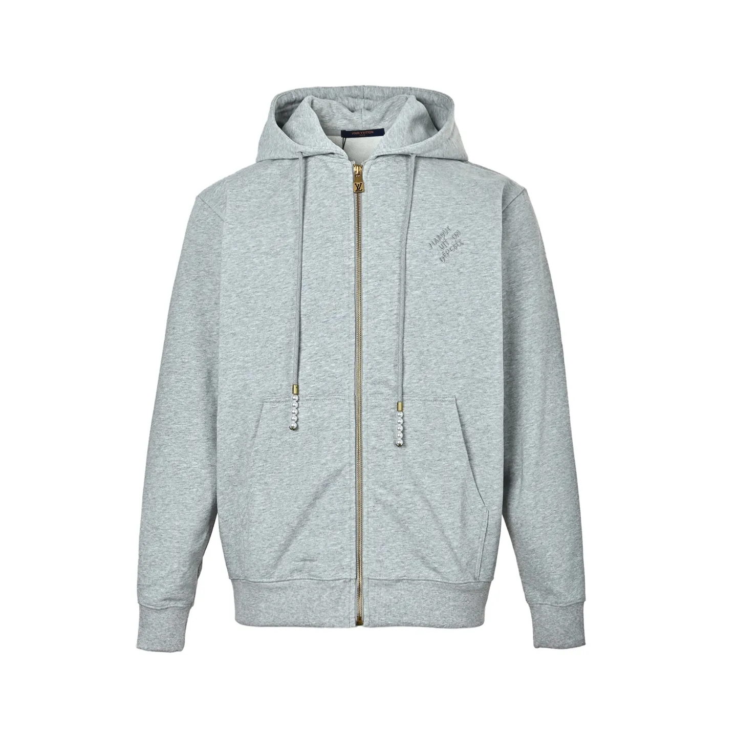 Louis Vuitton/Louis Vuitton Pearl Drawstring Letter Embroidered Zip Hooded Jacket